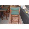 Image 5 : WOODEN COUNTER STOOLS W/GREEN UPHOLSTERY (4 PCS)