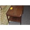 Image 3 : PAIR MID CENTURY TEAK SIDE TABLES W/GLASS TOPS (PAIR)