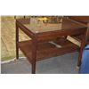 Image 4 : PAIR MID CENTURY TEAK SIDE TABLES W/GLASS TOPS (PAIR)