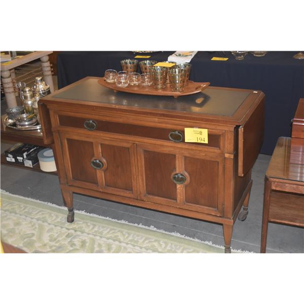 VINTAGE DROP LEAF ROLLING BUFFET, SERVER OR DRY BAR CABINET