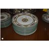 Image 9 : WEDGWOOD FINE BONE CHINA, COLUMBIA W595 PATTERN (COLUMBIA WHITE/CENTER MEDALLION, GREEN TRIM) (91 PC