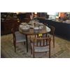 Image 1 : MID CENTURY MODERN WOOD TABLE W/1 LEAF, 6 CHAIRS & GLASS TOP