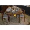 Image 2 : MID CENTURY MODERN WOOD TABLE W/1 LEAF, 6 CHAIRS & GLASS TOP