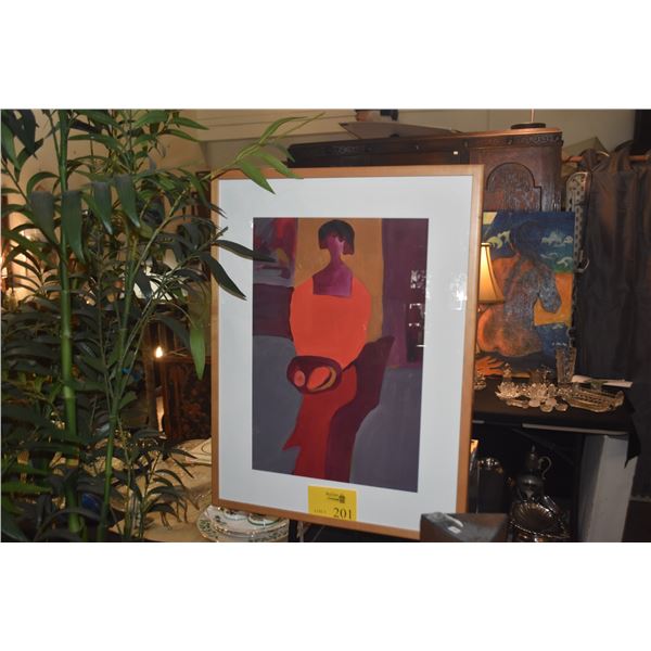 FRAMED ORIGINAL WATERCOLOR, "THE OFFERING"; SIGNED MAPUNA (22" X 28 1/2")