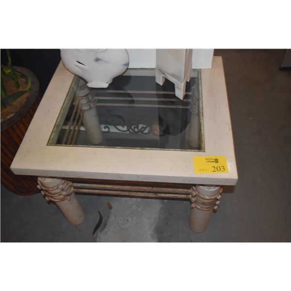 SIDE TABLE W/INSET GLASS TOP (30" X 26")