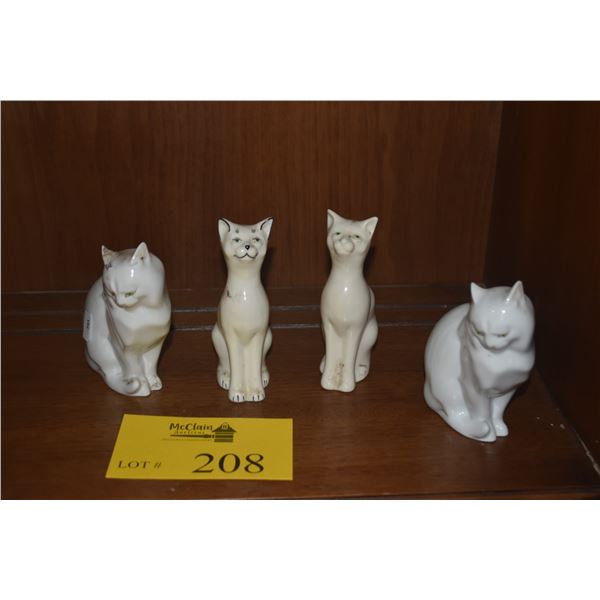 HEREND & BELLEEK CAT FIGURES (4 PCS)