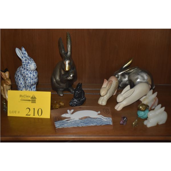 COLLECTION OF ASSORTED RABBIT FIGURINES (PORCELAIN, STONE, WOOD, METAL & CERAMIC) (31 PCS)