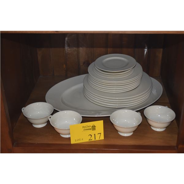 CHINA PLATES, PLATTER & CUPS (21 PCS)