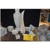 Image 1 : VINTAGE WHITE GLAZED PORCELAIN HEXAGONAL CANDLE HOLDER, BUTTERFLY DISHES, SHELL DISHES, PORCELAIN BO