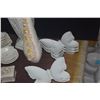 Image 4 : VINTAGE WHITE GLAZED PORCELAIN HEXAGONAL CANDLE HOLDER, BUTTERFLY DISHES, SHELL DISHES, PORCELAIN BO