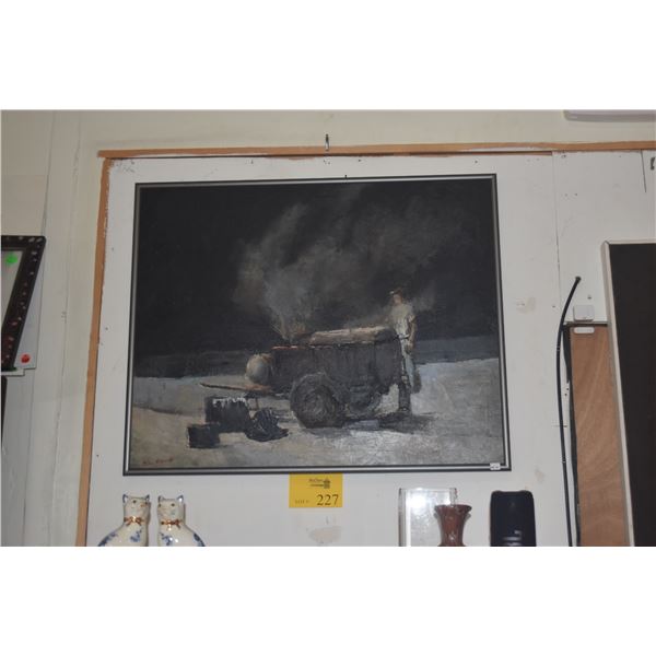 FRAMED PETER HAYWARD OIL ON CANVAS, "TAR WAGON" (30" X 24")