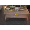 Image 1 : LIGHT WOOD COFFEE TABLE W/2 DRAWERS (33" X 44" X 18")