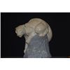 Image 2 : VINTAGE 10" CAST MOUNTAIN LION/PUMA FIGURE PERCHED ON A ROCK BY AMERICAN ARTIST JOSEPH LORKOWSKI BOU