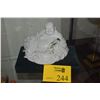 Image 1 : VINTAGE CHINESE BLANC DE CHINE HAPPY BUDDHA IN REPOSE ACCENTUATED W/ANTIQUE GREEN JADES (5 1/2" X 6 
