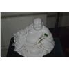 Image 2 : VINTAGE CHINESE BLANC DE CHINE HAPPY BUDDHA IN REPOSE ACCENTUATED W/ANTIQUE GREEN JADES (5 1/2" X 6 