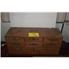 Image 1 : 8 DRAWER WOOD CABINET W/BRASS EMBELLISHMENTS (25" X 11" X 8 1/2")