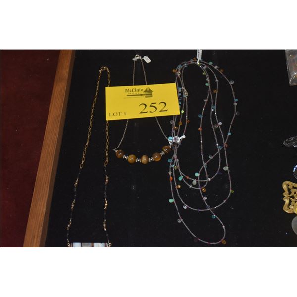 DESIGNER NECKLACES W/VARIOUS SEMI-PRECIOUS STONES (4 PCS)