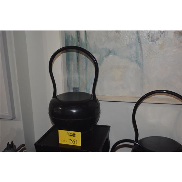 CHINESE BLACK LACQUERED FOOD BASKETS (5 PCS) (DOES NOT INCLUDE STAND)