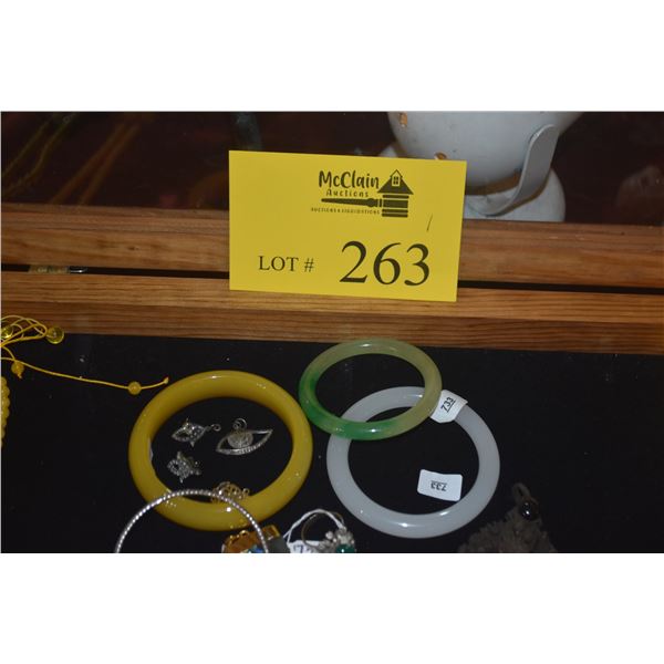 MIXED LOT: ASSORTED BANGLES, PENDANTS, EARRINGS, RING, SEMI-PRECIOUS STONES & OTHER STONES (11 PCS)