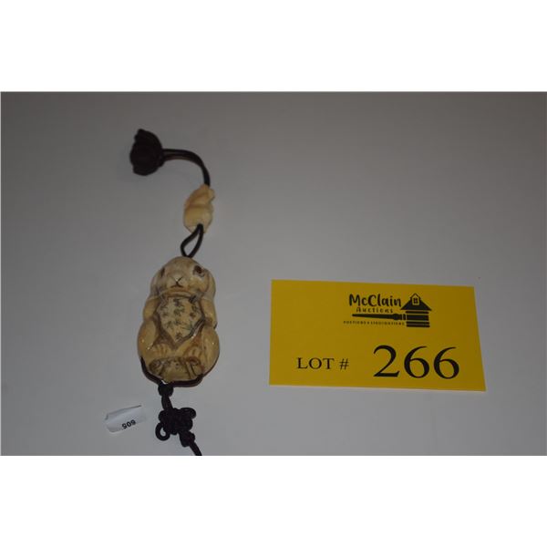 BOX WOOD & CAMEL BONE RABBIT INRO W/OJIMI & NETSUKE