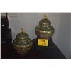 Image 1 : VINTAGE POLYCHROME FLORAL CLOISONNE LIDDED JARS W/ORIGINAL STANDS (12 1/2") (2 PCS)