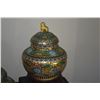 Image 3 : VINTAGE POLYCHROME FLORAL CLOISONNE LIDDED JARS W/ORIGINAL STANDS (12 1/2") (2 PCS)