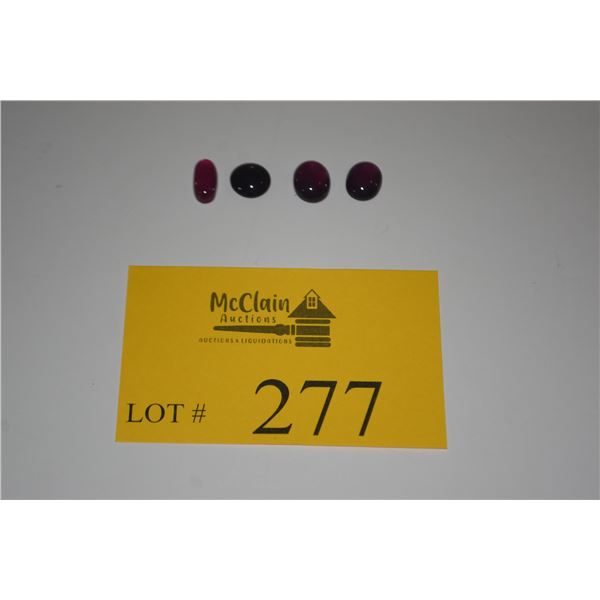 MIXED LOT OF RUBY & OTHER RED STONES (CABOCHONS) (4 PCS) (DOES NOT INCLUDE DISPLAY DISH)
