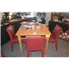 Image 1 : GERHARD OSTERBERGE FINE WOODWORKING GAME TABLE, 2012 W/4 RED LEATHER SIDE CHAIRS (5 PCS)