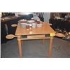 Image 3 : GERHARD OSTERBERGE FINE WOODWORKING GAME TABLE, 2012 W/4 RED LEATHER SIDE CHAIRS (5 PCS)