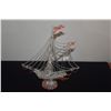 Image 2 : VINTAGE NAUTICAL STAINED GLASS & METAL SAILBOAT & SPUN GLASS SAILING SHIP (2 PCS)