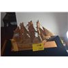 Image 1 : 3 MAST CARVED WOODEN SHIP; SIGNED JOHN CHRISTIAN, LEADER OF THE MUTINY OF THE BOUNTY