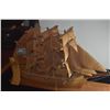 Image 2 : 3 MAST CARVED WOODEN SHIP; SIGNED JOHN CHRISTIAN, LEADER OF THE MUTINY OF THE BOUNTY