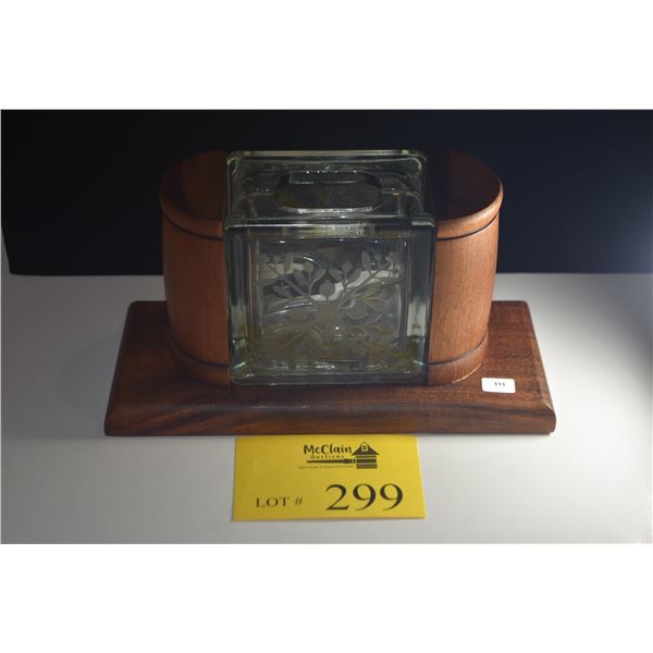 ETCHED BLOCK VASE W/KOA HOLDER