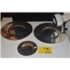 Image 1 : 6" & 12" VINTAGE ETCHED FLORA PLATE & CHARGERS, SILVER ON COPPER, MANUFACTURED FOR GOSSMAN MOODY LTD