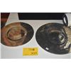 Image 1 : 12" & 14" VINTAGE ETCHED PALM LEAF PLATE & CHARGER, SILVER ON COPPER, MANUFACTURED FOR GROSSMAN MOOD