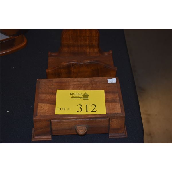 KOA FOOTED STAND W/DRAWER & KOA LETTER HOLDER (2 PCS)