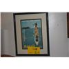 Image 1 : FRAMED VINTAGE UNITED AIR LINES HAWAII TRAVEL PRINT (12" X 15")