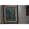 Image 2 : FRAMED VINTAGE UNITED AIR LINES HAWAII TRAVEL PRINT (12" X 15")