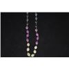 Image 4 : 35" LONG OVAL MULTI STONE SAPPHIRE & RUBY BEAD NECKLACES W/SILVER CLASP