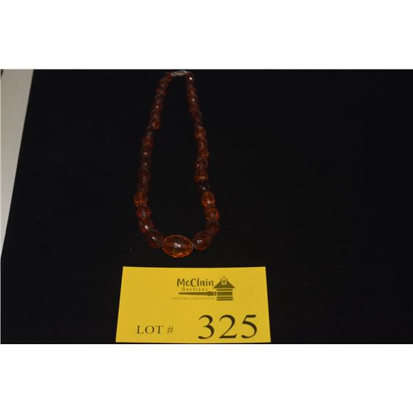 VINTAGE GRADUATED FACETTED AMBER BEAD NECKLACE, (19 1/2") (RESTRUNG, SILVER CLASP)