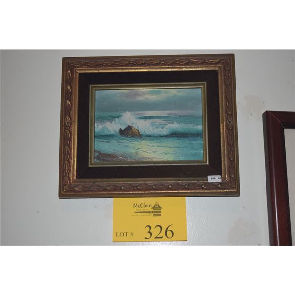 FRAMED OIL ON ART BOARD, "ON THE BAY" BY INGRID SCHEERER (10 1/2" X 9")
