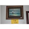 Image 1 : FRAMED OIL ON ART BOARD, "ON THE BAY" BY INGRID SCHEERER (10 1/2" X 9")