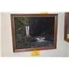 Image 1 : FRAMED VELVET PAINTING, SEVEN SACRED POOLS OF MAUI; SIGNED DEPONCE (JOHN) (22" X 18")