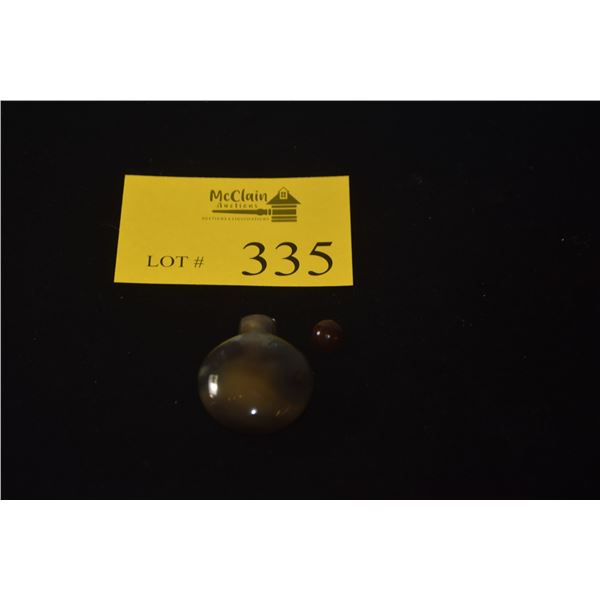 CHINESE CLOUD AGATE SNUFF BOTTLE W/TOP (2 1/2")