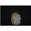 Image 3 : CHINESE 2-TONE YELLOW JADEITE PENDANT W/14K BAIL, "BUDDHIST & COIN MOTIF" (1 3/6")