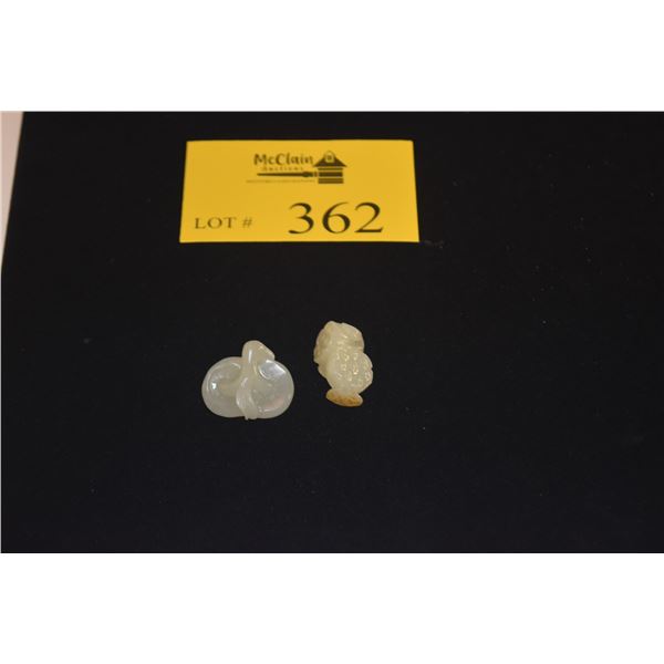 NEPHRITE JADE TOGGLES, MUSHROOMS & LOTUS PODS (CHINA) (2 PCS) (DOES NOT INCLUDE STAND)