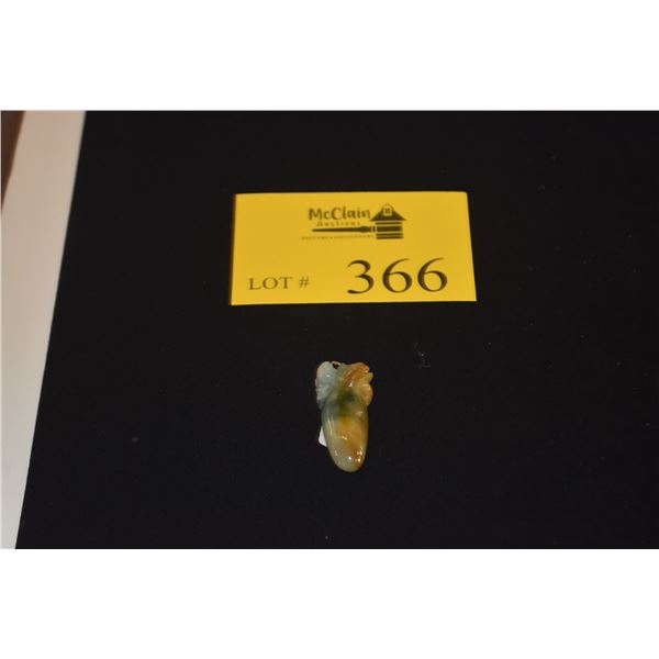 14K WG GREEN & YELLOW JADEITE PENDANT, "RABBIT & CARROT" (2")