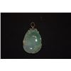 Image 2 : 14K WG CHINESE TRANSLUCENT GREEN PENDANT W/HYDRA BAT & PEACH MOTIF (1 3/6")