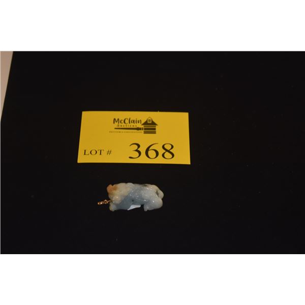 14K RECUMBENT OX JADEITE PENDANT (1 3/4")