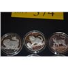 Image 2 : ISLE OF MAN 1 CROWN COMMEMORATIVE COINS, 1 OUNCE FINE SILVER EACH (1997-2006) (10 PCS)